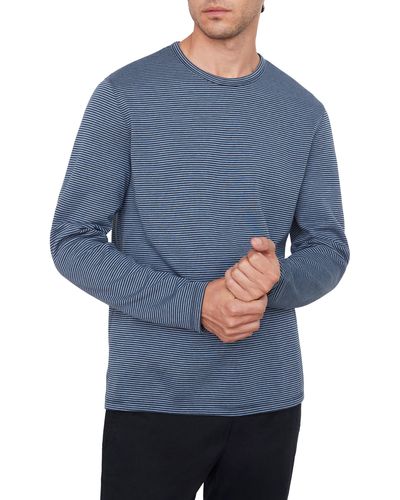 Vince Double Stripe Long Sleeve T-shirt - Blue