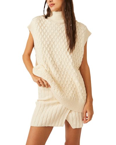 Free People Rosemary Cotton Blend Sweater & Miniskirt Set - Natural