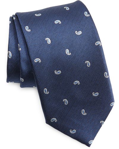 David Donahue Neat Silk Tie - Blue