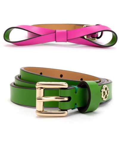 Kate Spade 2-pack Basic And Bow Belts - Green