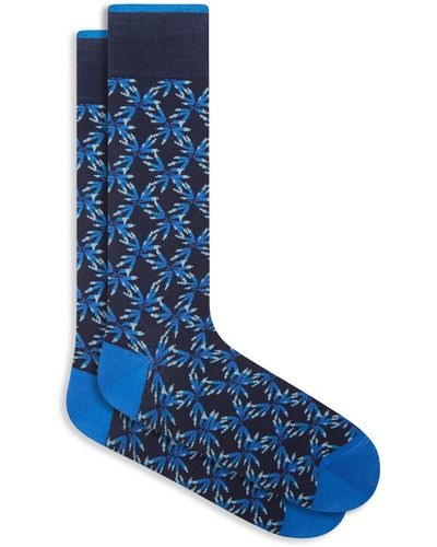 Bugatchi Floral Mercerized Cotton Blend Socks - Blue