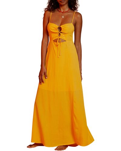 Billabong Lima Cutout Cover-up Maxi Sundress - Yellow