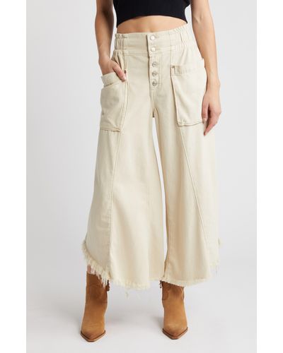Free People Sun Setter Wide Leg Jeans - Natural
