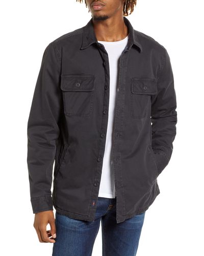 Faherty Cpo Blanket Lined Stretch Organic Cotton Shirt Jacket - Black
