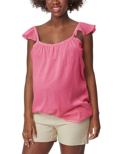 Stowaway Collection Gauze Maternity Top - Pink