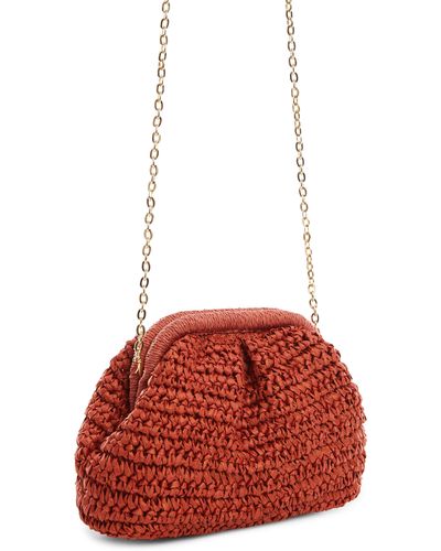 Mango Amalfi Crochet Straw Clutch - Red