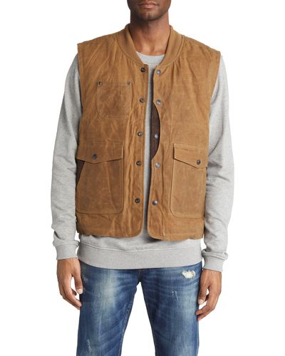 Schott Nyc Water Resistant Waxed Cotton Hunting Vest - Blue