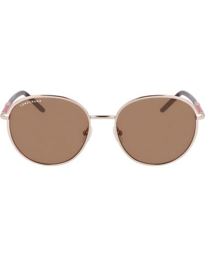 Longchamp 53mm Gradient Round Sunglasses - Metallic