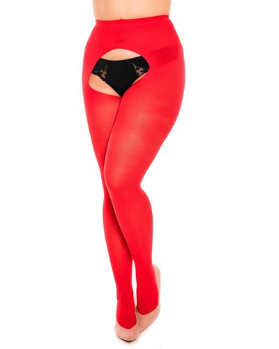 Glamory Hosiery Ouvert 60 Suspender Tights - Red