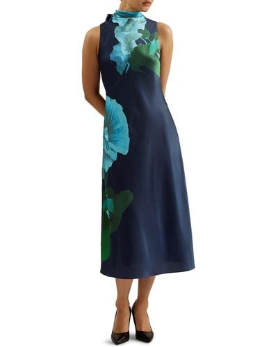 Ted Baker Timava Floral Sleeveless Midi Dress - Blue