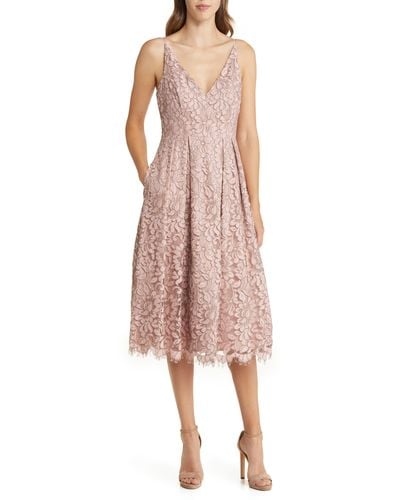 Eliza J Lace Overlay Dress - Pink
