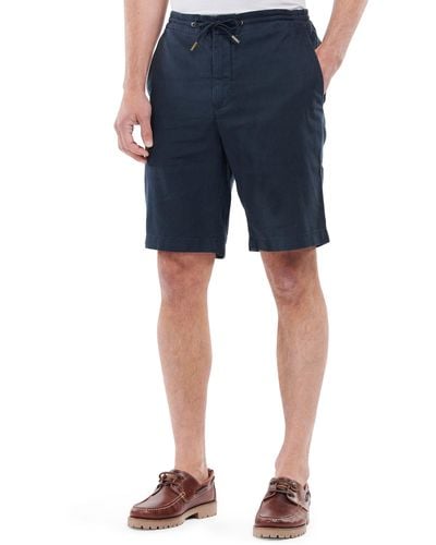 Barbour Linen & Cotton Blend Shorts - Blue