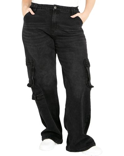 City Chic Oaklyn Cargo Jeans - Black