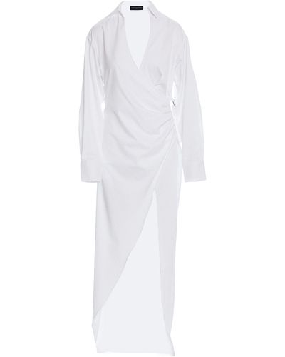 Naked Wardrobe Long Sleeve Faux Wrap Dress - White