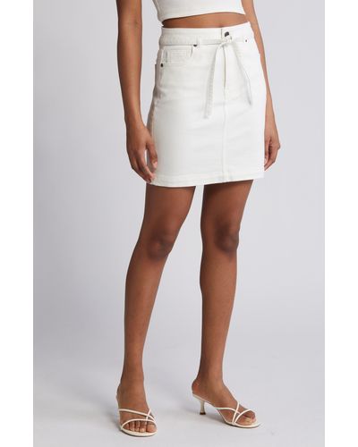 Hidden Jeans Tie Waist Denim Skirt - White