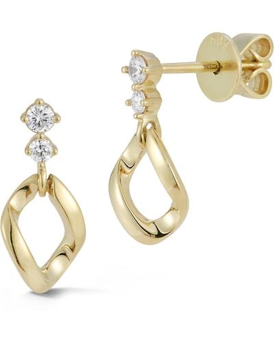 Dana Rebecca Cuban Chain Diamond Drop Earrings - White