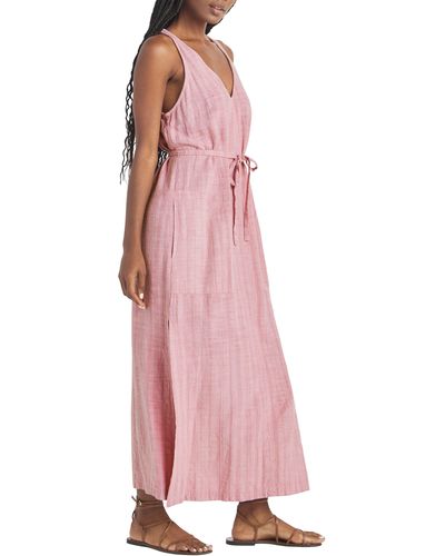Splendid Loretta Dobby Stripe Linen Blend Maxi Dress - Pink