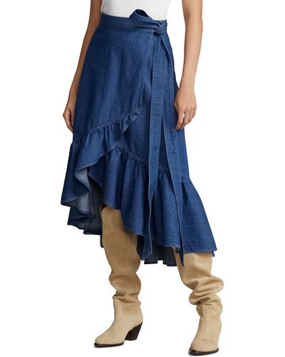 Polo Ralph Lauren High Waist Wrap Skirt - Blue