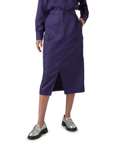 Vero Moda Sikka High Waist Cargo Midi Skirt - Blue