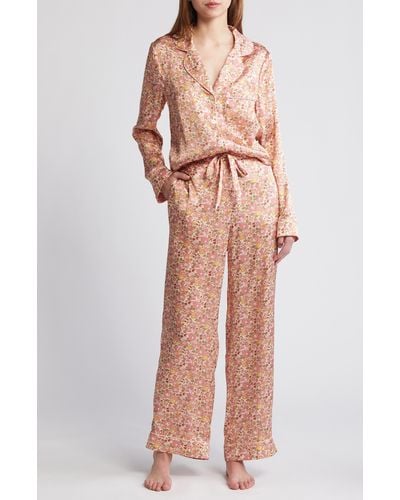 Liberty Classic Floral Silk Satin Pajamas - Pink