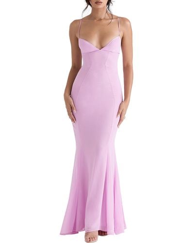 House Of Cb Loren Georgette Mermaid Gown - Pink