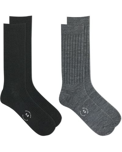 K Bell Socks 2-pack Wool Blend Crew Socks - Black