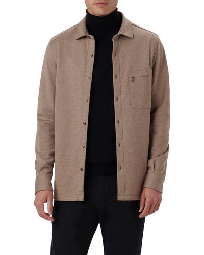 Bugatchi Cotton Blend Shirt Jacket - Brown