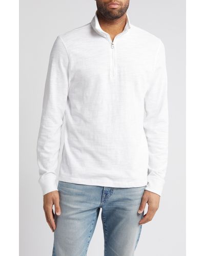 Faherty Sunwashed Quarter Zip Pullover - White