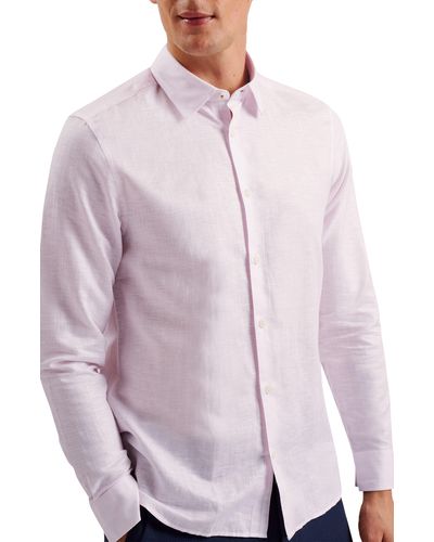 Ted Baker Romeo Regular Fit Linen & Cotton Button-up Shirt - Multicolor