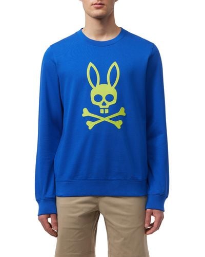 Psycho Bunny Posen Puff Logo Cotton French Terry Graphic Sweatshirt - Blue