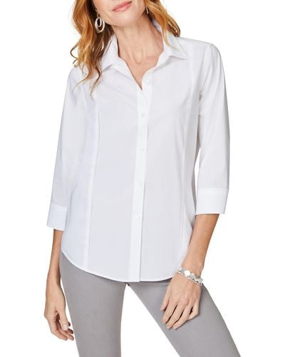 Foxcroft Terri Solid Button-up Shirt - White