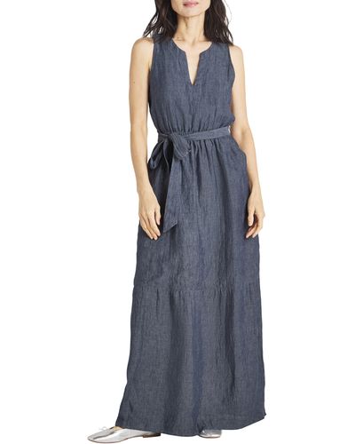 Splendid Stella Linen Maxi Dress - Blue