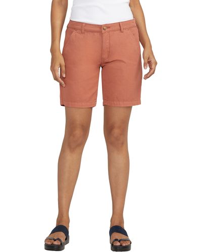 Jag Mid Rise Cotton & Linen Twill Shorts - Orange