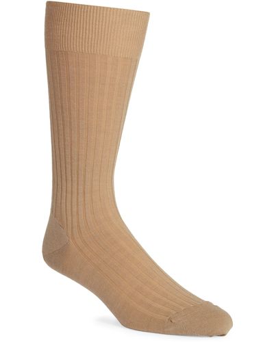 Pantherella Stretch Merino Wool Dress Socks - Brown