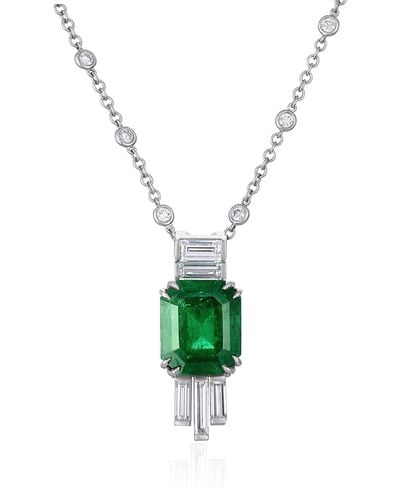 Mindi Mond Emerald & Diamond Pendant Necklace - Green