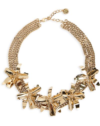 Carolina Herrera Orchid Charm Collar Necklace - Metallic