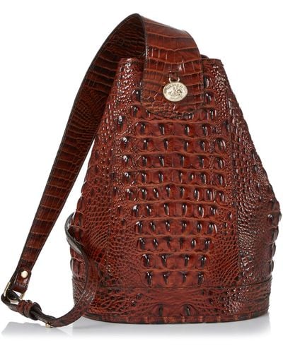 Brahmin Allie Croc Embossed Leather Slingback Bag - Red