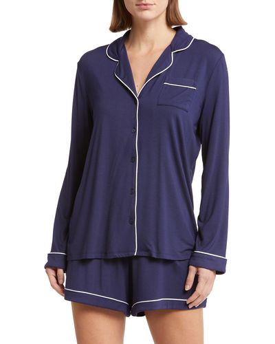 Nordstrom Moonlight Long Sleeve Stretch Modal Short Pajamas - Blue