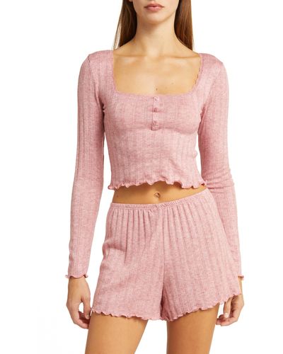 BP. Pointelle Rib Short Pajamas - Pink