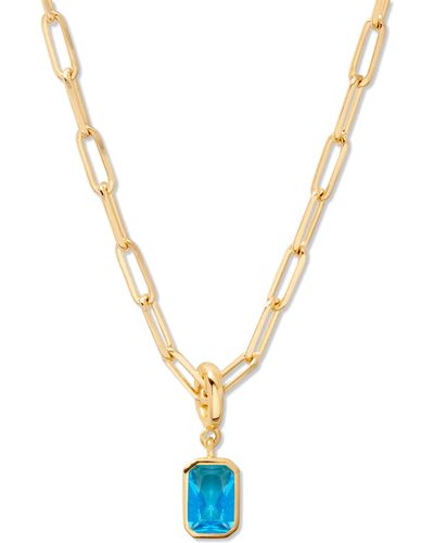 Brook and York Mackenzie Birthstone Paper Clip Chain Pendant Necklace - Blue