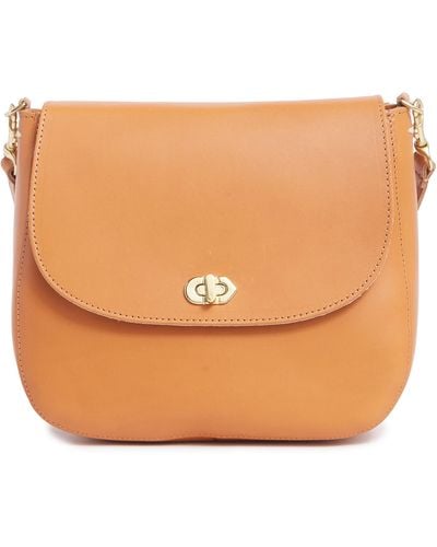 Clare V. Louis Leather Crossbody Bag - Orange