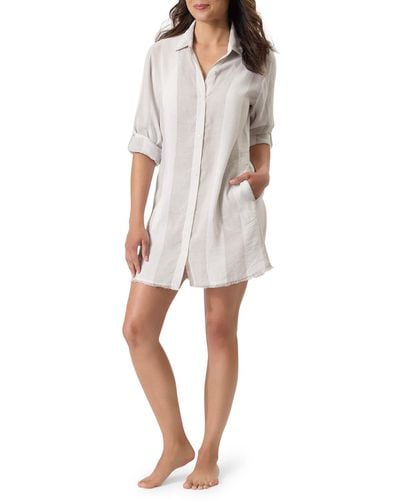 Tommy Bahama Rugby Beach Stripe Cover-up Tunic Shirt - White