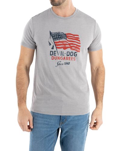 DEVIL-DOG DUNGAREES Flag Forward Graphic T-shirt - Gray