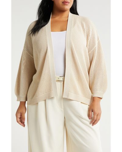 Nordstrom Open Stitch Open Front Cotton Cardigan - Natural