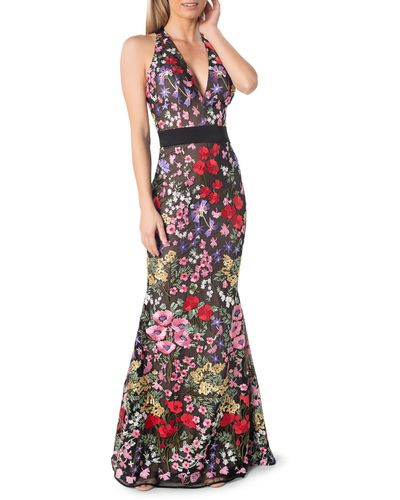 Dress the Population Camden Embroidered Floral Mermaid Gown