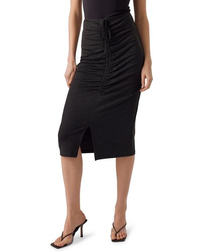 Vero Moda Kanva Sparkle Ruched Skirt - Black