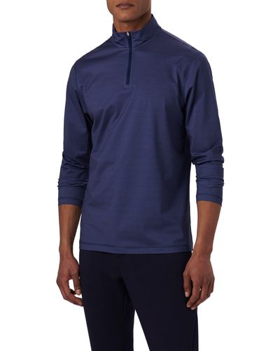 Bugatchi Anthony Ooohcotton® Pin Check Print Quarter Zip Pullover - Blue
