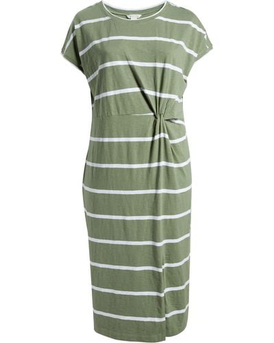 Caslon Caslon(r) Twist Detail Organic Cotton Dress - Green