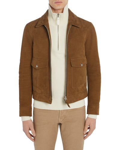Tom Ford Nubuck Leather Blouson Jacket - Brown