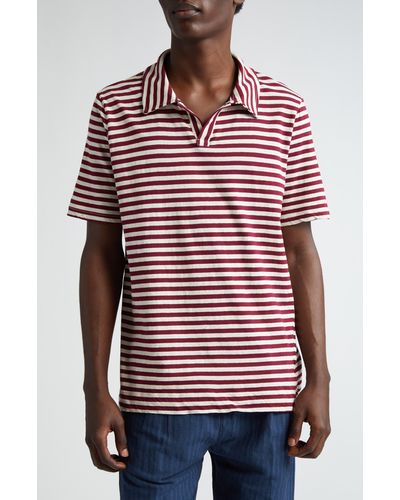 Massimo Alba Aruba Stripe Cotton & Linen Polo - Red